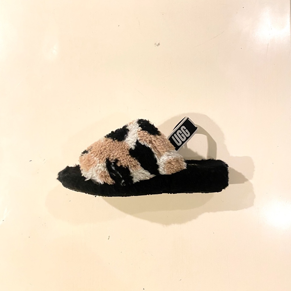UGG FLUFF YEAH SLIDE COW PRINT—SOLD OUT AT UGG—